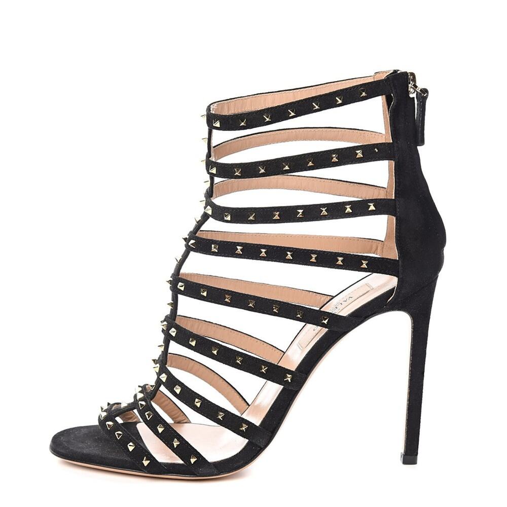 Valentino Garavani Rockstud Caged Gladiator Studded Heels Black EU 40 NIB
